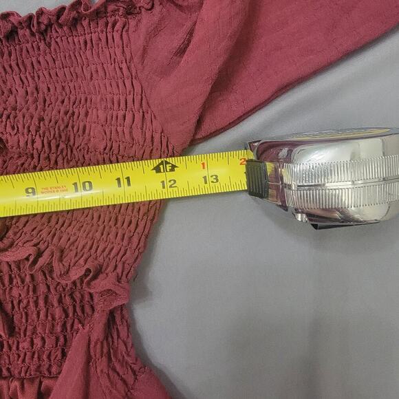 Windsor Smocked Dress M Ruched Bust Long Sleeve Ruffle Tiered - Picture 6 of 8